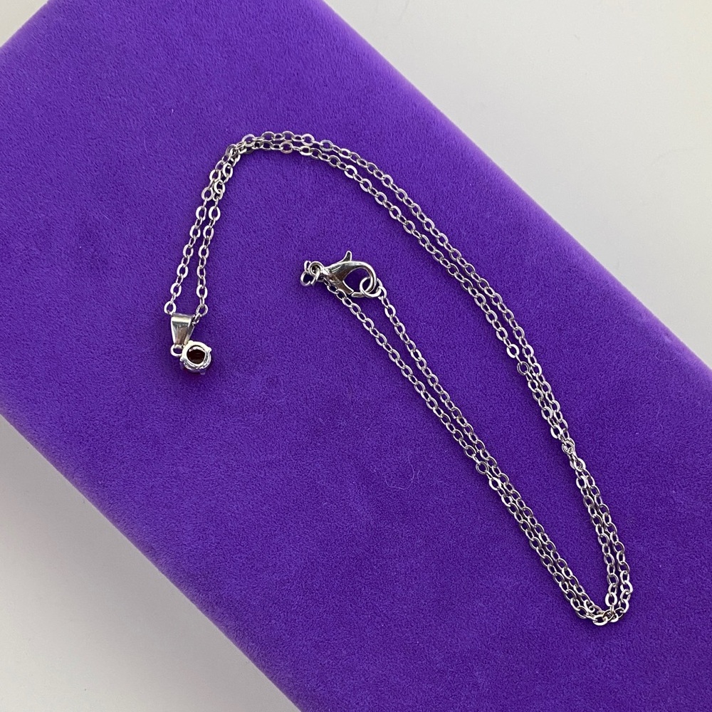 💛 Silver Effy Red CZ Gem Pendant Necklace | Minimal Classic Design - Picture 2 of 5